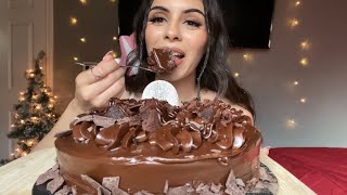 Asmr Eating chocolate cake mukbang eating sounds [upl. by Rodman]