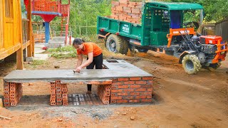 Girl With Impressive Construction Skills  Build A Beautiful New Brick Kitchen  New Life 2024 [upl. by Jac]