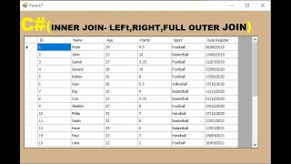 C Get data in datagridview from two tables using inner join and Left  right  full outer join [upl. by Melbourne]