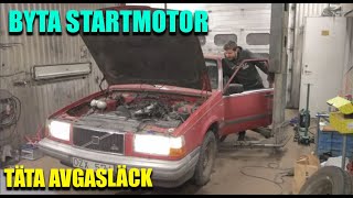 Byta startmotor och täta avgasläckage Volvo 740  VLOGG84 [upl. by Jonie]