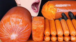 ASMR GIANT CHEESY SAUSAGE SPAM SPICY FIRE SAUCE COOKING MUKBANG 대왕 소세지 스팸 먹방 咀嚼音 Sosis EATING SOUNDS [upl. by Nelehyram]