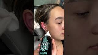 Tragus Piercing No Piercing Problems with Base Laboratories Pro Hypochlorous Acid Piercing Spray 😎 [upl. by Htirehc]