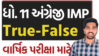 Std 11 English TrueFalse For Final Exam Dhoran 11 English IMP True False ધો11 અંગ્રેજી ખરાં ખોટાં [upl. by Esirtal837]