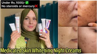 Medicated skin brightening NIGHT CREAMS for hyperpigmentation melasma dark spots freckles amp Tan [upl. by Keriann989]