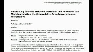 Vorstellung der MedizinprodukteBetreiberverordnung MPBetreibV [upl. by Wilbert]