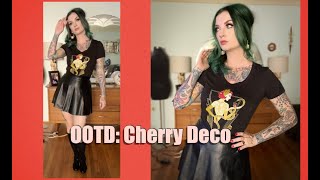 OOTD GRWM Goth Cherry Deco and Pleather Skirt by CHERRY DOLLFACE [upl. by Schlenger45]