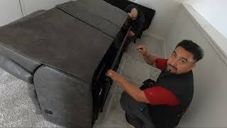 How to move a heavy recliner sofa from upstairs by Rescue Moving Services  Dallas Movers [upl. by Fidelas]