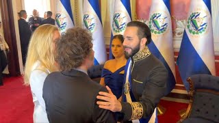 El Salvador Bukele welcomes Milei to his inauguration ceremony  AFP [upl. by Derward]