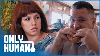 Husband and Undercover Muncher  Addicted to Cheeseburgers  Freaky Eaters US S1 E1  Only Human [upl. by Ellennahc]