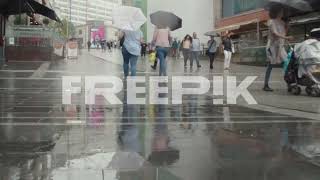 The Bullring Shopping Centre With Shoppers In Birmingham UK On Rainy Day [upl. by Marlow]