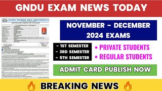 GNDU Exam News Today 😱 Admit Card 2024 Publish Now🔥 Regular  Private Students  Gndu Latest Update [upl. by Tolman792]