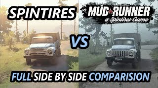 Mudrunner vs Spintires Full Comparison  Vehicles  Gameplay  Physics  Graphics  Sound [upl. by Aitnahc]