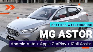 MG Astor  Android Auto  Apple CarPlay  iCall Assist Button Detailed Walkthrough [upl. by Atarman]