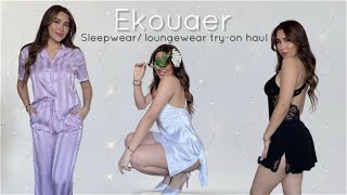 Ekouaer sleepwearloungewear tryon haul 2022  satin dress pajamas modest clothes Amazon fashion [upl. by Tabor]