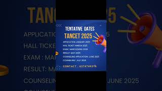 TANCET 2025 MBAMCA TENTATIVE DATES exam tancet2025 mba mca businessschool tancet2025mba [upl. by Jeromy582]