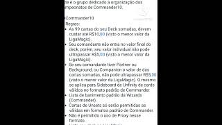 regras do commander 10 [upl. by Son]