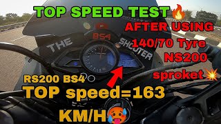 RS200 TOP SPEED TEST💥 After using NS200 Sproket amp 14070 Tyre 🔥How to increase Top Speed of RS200 [upl. by Blithe]