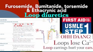 Loop diuretics Furosemide Bumitanide Torsemide amp Ethacrynic acid in HindiUrdu by first aid [upl. by Guild]