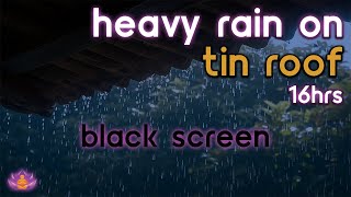 Black Screen Heavy Rain on Tin Roof No Thunder  Rain Ambience  Rain Sounds for Sleeping [upl. by Obala]