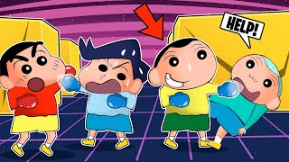 Shinchan Playing 2v2 Punch Fight In Block Dash Teams 😱👊  Shinchan Stumble Guys  Funny Game 😂 [upl. by Noorah]