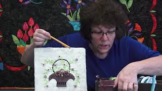 Cindy Oravecz teaches Basket of Flowers Class at QuiltFest Virtual Schoolhouse 7 [upl. by Lorette899]