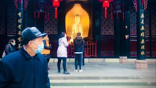 4KChina walk tour  Walk in Wenshu Yuan Monastery Chengdu [upl. by Kaiulani467]