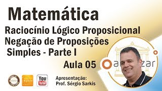 Raciocínio Lógico Proposicional  Aula 05 Negação de Proposições Simples Parte I [upl. by Aserej]