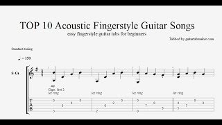 TOP 10 easy acoustic fingerstyle guitar tabs PDF  Guitar Pro [upl. by Ahsiem85]