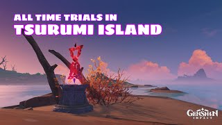 All Time Trials Challenge in Tsurumi Island Genshin Impact [upl. by Ynnavoeg]