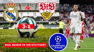 Real Madrid vs VfB Stuttgart 31 Live Champions League Football UCL Match Score Highlights Vivo [upl. by Eserahs]