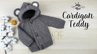 CARDIGAN ours quotTeddyquot au crochet pour bébé et enfant de 0 à 1 an [upl. by Florance550]