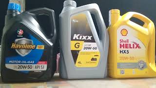 Gasoline engine oil Kixx Shell Caltex 20w50 মবিল কিক্সক্স শেল হিলিক্স ক্যালটেক্স হাবোলিন [upl. by Bennink]