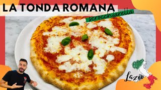 PIZZA TONDA ROMANA  SCROCCHIARELLA  COTTA NEL FORNO DI CASA ricetta completa [upl. by Rusticus]