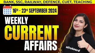 16  23 Sep 2024 Weekly Current Affairs MCQs  Oliveboard Weekly Current Affairs  GA by Sheetal Mam [upl. by Luci602]