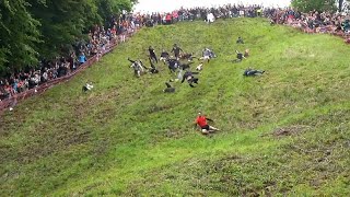 The annual cheeserolling events takes place in Coopers Hill [upl. by Nilyad]