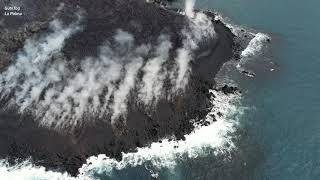 La Palma Drone The newest lava delta to the north Lava entered ocean here last week 301121 4K [upl. by Allys]