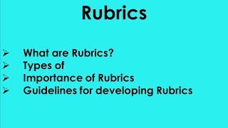 Rubrics for Assessment [upl. by Ahsinet]