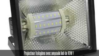 Projecteur halogène noir IP 54  ampoule led SMD 10W blanc froid [upl. by Ollie]