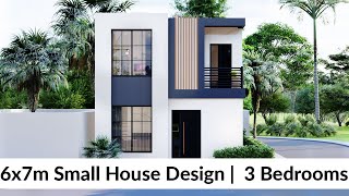 6x7 Meters Small House Design Idea with 3 Bedrooms Layout 2 [upl. by Yanrahs]