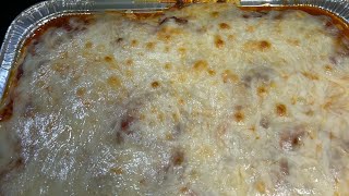 Three Cheese Baked Spaghetti Freshly Shredded Asiago Mozzarella and Sharp Cheddar [upl. by Stacey570]