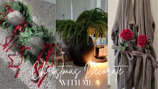 CHRISTMAS DECORATE WITH ME  PRIMARY BEDRROM amp BATHROOM  PART 3 [upl. by Anoval224]