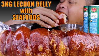 LECHON BELLY with SEAFOODS MUKBANG  PINOY FOOD MUKBANG PHILIPPINES  COLLAB TheFoodieBee [upl. by Akenehs]