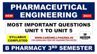 Pharmaceutical Engineering 3rd Semester Important Questions  B Pharmacy 3rd Semester  C Pharma [upl. by Aicilet]