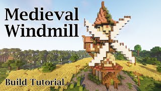 Minecraft Medieval Windmill Build Tutorial  Step by step cottagecore Build [upl. by Esra355]