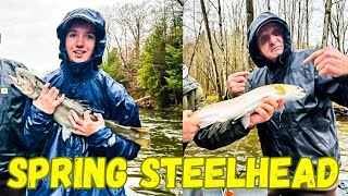 DRIFT BOAT PLUG FISHING  Spring Steelhead  Salmon River NY [upl. by Enelie]