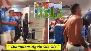 Man City players chanting quot Champions Again Ole Ole quot in dressing room after victory [upl. by Adlev626]