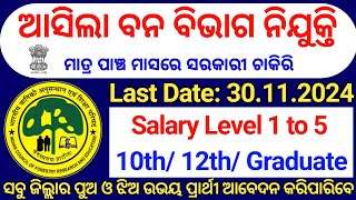 Forest Department Jobs 2024 Apply OnlineLatest Govt Jobs 2024 OdishaNew Job Vacancy 2024 Odisha [upl. by Hesoj]