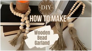 How To Wood Bead Garland and Tassel Tutorial  Easy DIY  Farmhouse Decor Life of Style Blog [upl. by Packton]