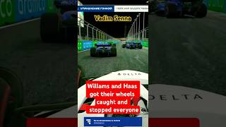 Willams and Haas got their wheels caught and stopped everyone VadimSenna Williams Haas caught [upl. by Weisbart]