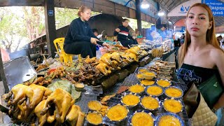 Cambodian street food Countryside local market  Delicous Grilled Chicken fish frog fruits amp more [upl. by Marciano]